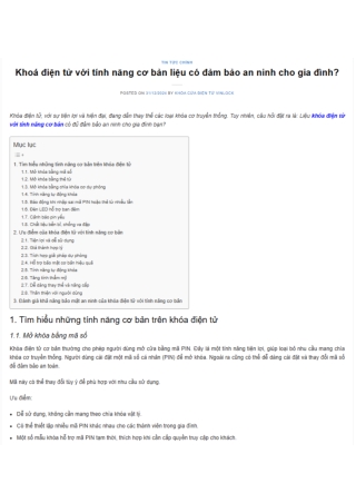 Khoá điện tử với tính năng cơ bản liệu có đảm bảo an ninh cho gia đình?