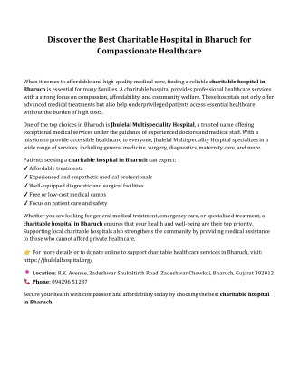 Charitable hospital in Bharuch