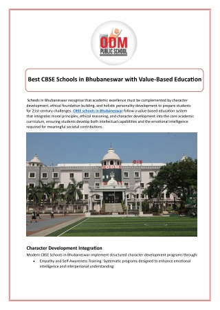 Best CBSE Schools in Bhubaneswar with Value Based Education
