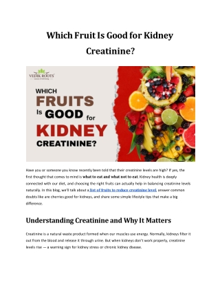 Which Fruit Is Good for Kidney Creatinine?