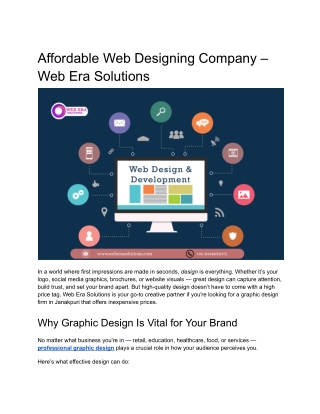 Affordable web Designing Company in Janakpuri – Web Era Solutions