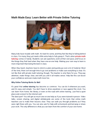Math Made Easy | Learn Better with Private Online Tutoring