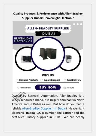 Quality Products & Performance with Allen-Bradley Supplier Dubai: Heavenlight El