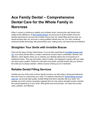 Ace Family Dental – Comprehensive Dental Care for the Whole Family in Norcross