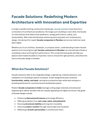 Facade Solutions Redefining Modern Architecture with Innovation and Expertise