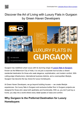 Luxury Flats in Gurgaon by Green Haven Developers – Redefining Modern Living