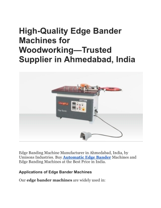 High-Quality Edge Bander Machines for Woodworking