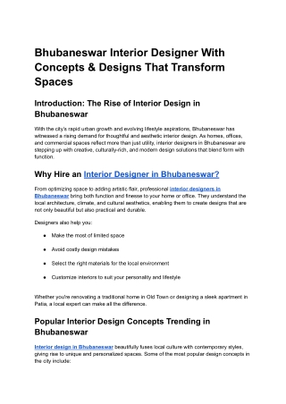 Bhubaneswar Interior Designer With Concepts & Designs That Transform Spaces