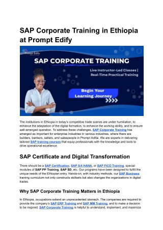 SAP Corporate Training in Ethiopia at Prompt Edify