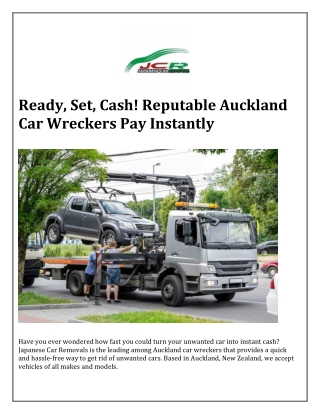 Ready, Set, Cash! Reputable Auckland Car Wreckers Pay Instantly