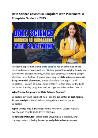 Data Science Courses in Bangalore with Placement