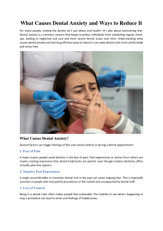 What Causes Dental Anxiety and Ways to Reduce It