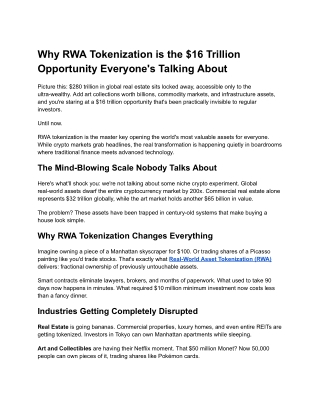 Why RWA Tokenization is the $16 Trillion Opportunity Everyone's Talking About