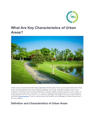 What Are Key Characteristics of Urban Areas_