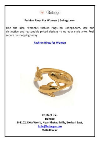 Fashion Rings For Women | Bohego.com