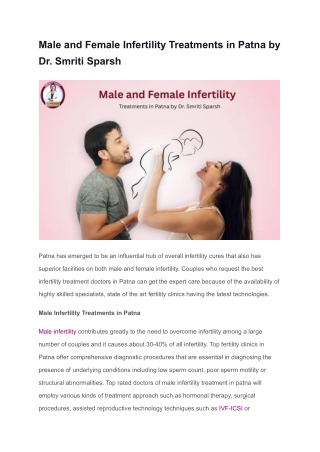 Male and Female Infertility Treatments in Patna by Dr. Smriti Sparsh
