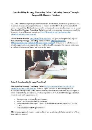 Sustainability Strategy Consulting Dubai