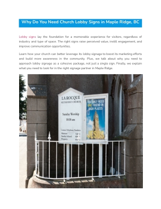 Why Do You Need Church Lobby Signs in Maple Ridge, BC?