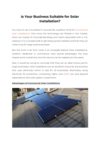 Is Your Business Suitable for Solar Installation