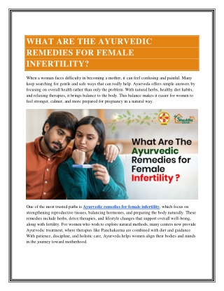 What Are the Ayurvedic Remedies for Female Infertility_