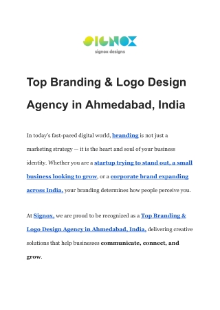 Top Branding & Logo Design Agency in Ahmedabad, India