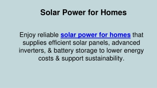 Solar Power for Homes