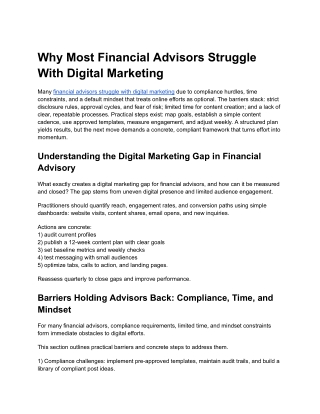 Why Most Financial Advisors Struggle With Digital Marketing