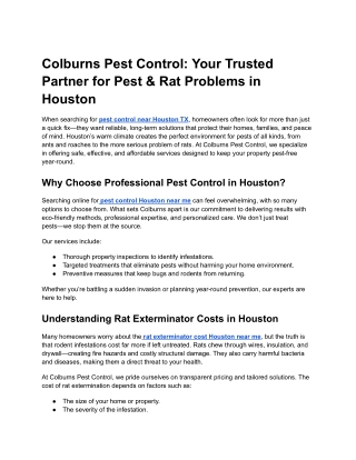 Colburns Pest Control Your Trusted Partner for Pest & Rat Problems in Houston