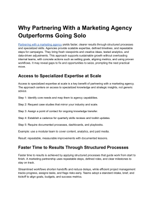 Why Partnering With a Marketing Agency Outperforms Going Solo