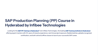 SAP Production Planning PP Course in Hyderabad by Infibee Technologies