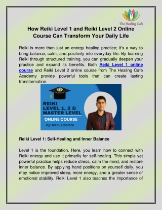 Reiki Level 1 online course