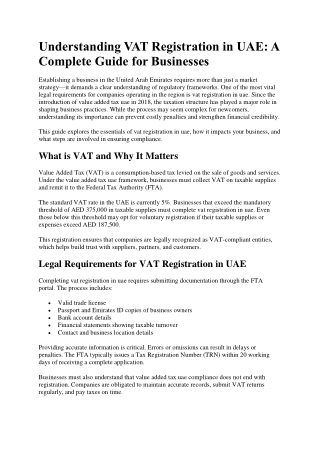 VAT Registration in UAE