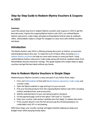 Step-by-Step Guide to Redeem Myntra Vouchers & Coupons in 2025