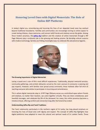 Honoring Loved Ones with Digital Memorials: The Role of Online RIP Platforms