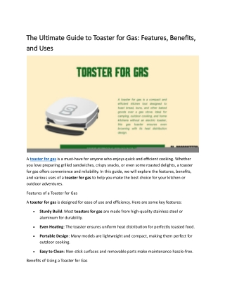Toaster for Gas – Durable & Reliable Cooking with Gas Toaster