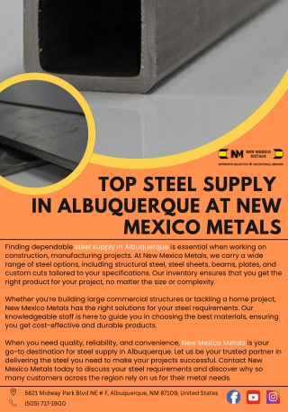 Top Steel Supply in Albuquerque at New Mexico Metals