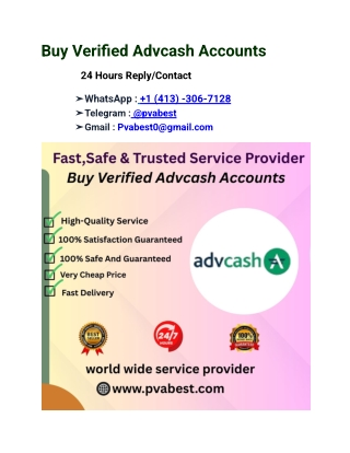 Top 29 Best Site to Buy Verified Advcash Account In USA