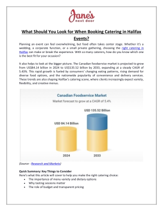 What Should You Look for When Booking Catering in Halifax Events - Jane's Next Door