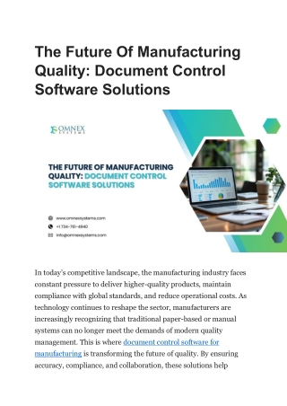document control software for manufacturing
