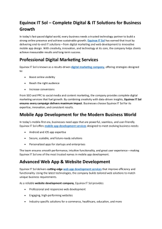Equinox IT Sol | Digital Marketing, Web & Mobile App Development Company