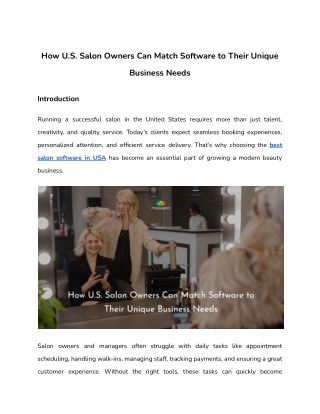 How U.S. Salon Owners Can Match Software to Their Unique Business Needs