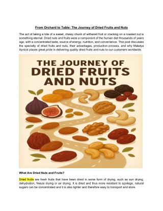 From Orchard to Table The Journey of Dried Fruits and Nuts