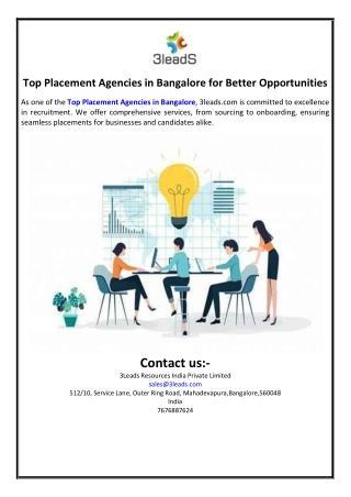 Top Placement Agencies in Bangalore for Better Opportunities