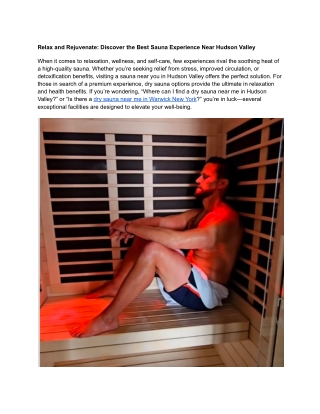 Relax and Rejuvenate_ Discover the Best Sauna Experience Near Hudson Valley