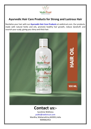 Ayurvedic Hair Care Products for Strong and Lustrous Hair