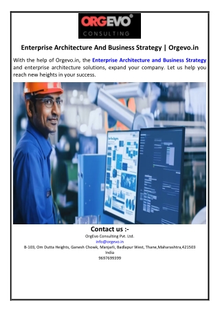 Enterprise Architecture And Business Strategy | Orgevo.in