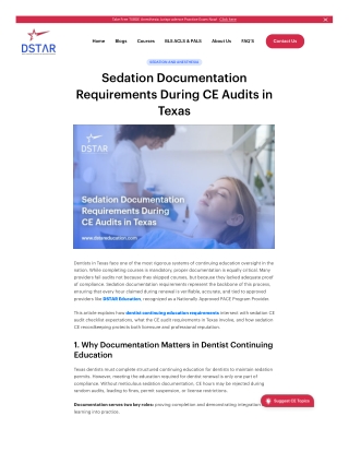 Sedation Documentation Requirements During CE Audits in Texas