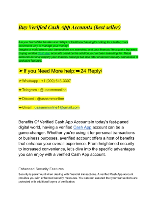 Buy Verified Cash App Accounts (best seller)