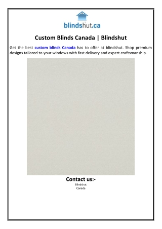 Custom Blinds Canada | Blindshut