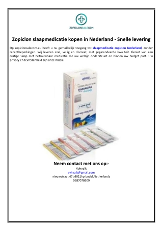 Zopiclon slaapmedicatie kopen in Nederland - Snelle levering